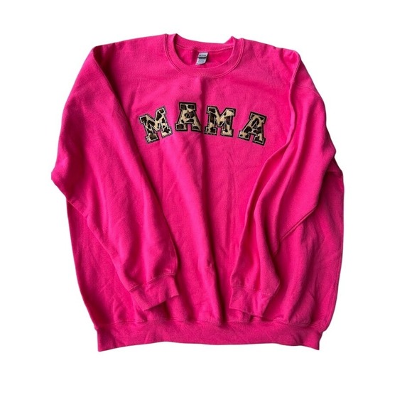 Gildan Tops - Gildan Heavy Blend Womens 4XL Pink Mama Leopard Print Crewneck Sweatshirt